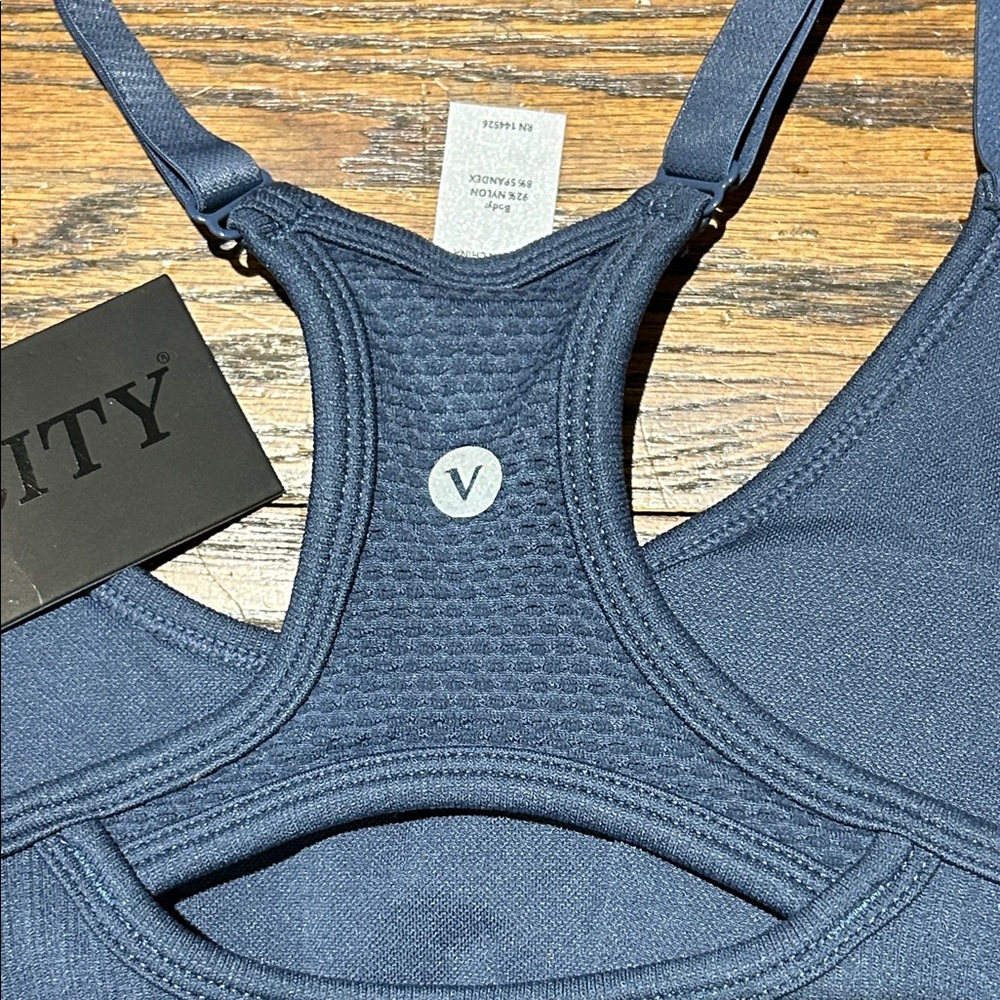 Velocity Seamless Morning Run Racerback Bra — Navy Blue - Picture 5 of 6